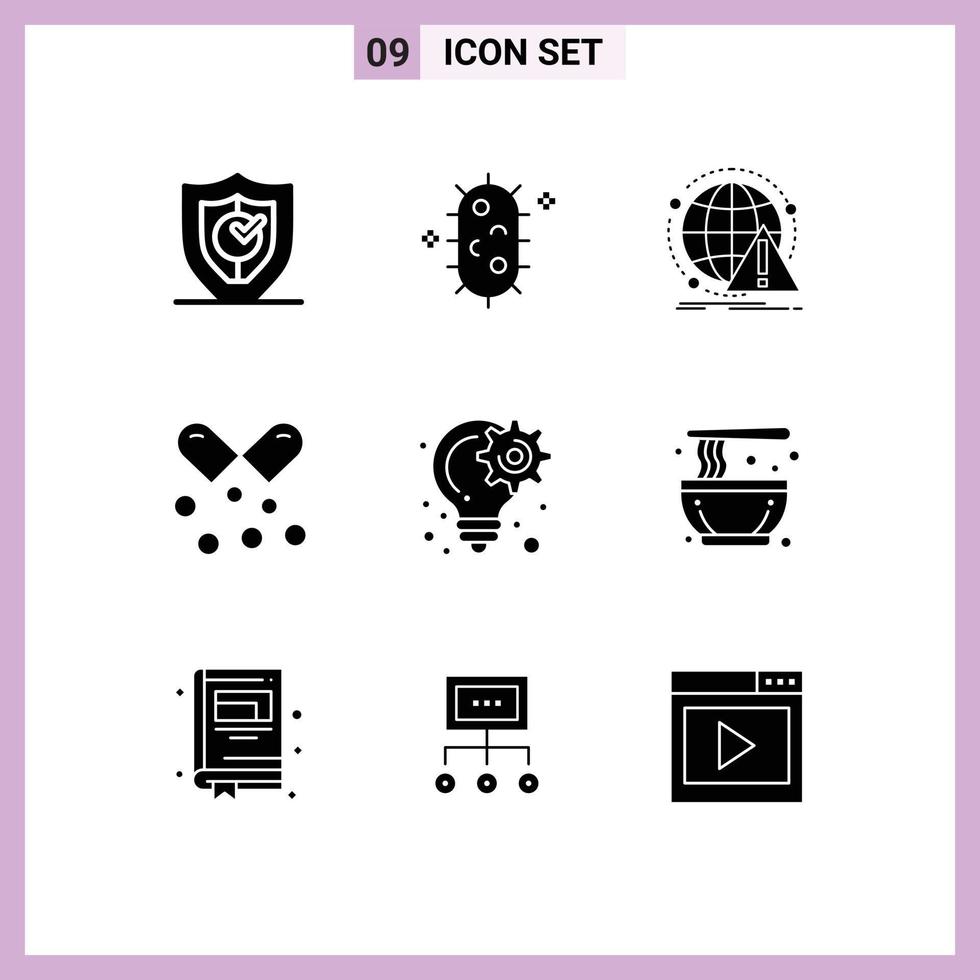 9 Solid Glyph concept for Websites Mobile and Apps omega capsules nutrients capsules chemistry oil computer Editable Vector Design Elements