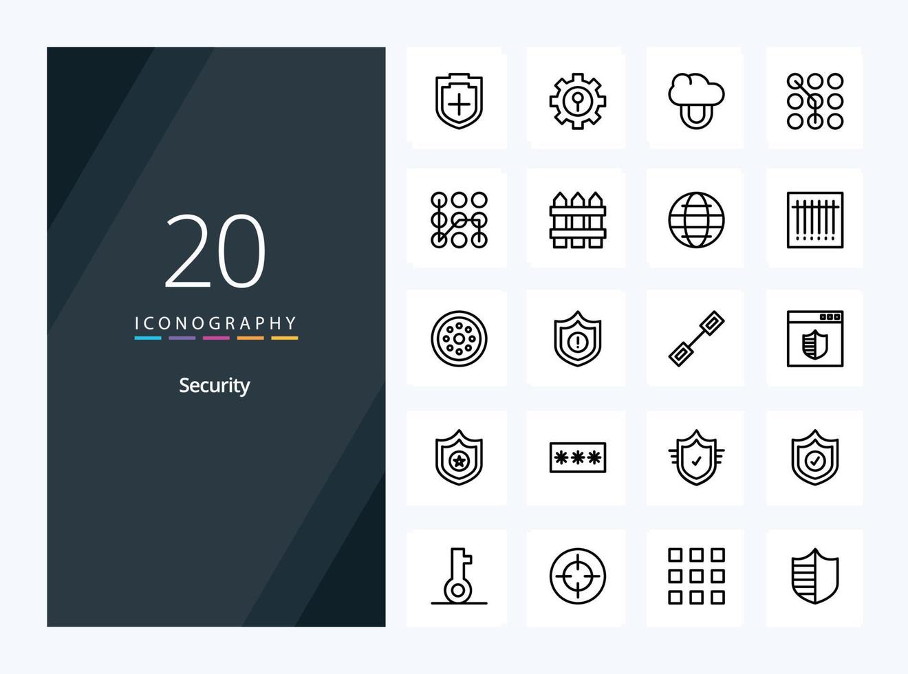 20 Security Outline icon for presentation vector