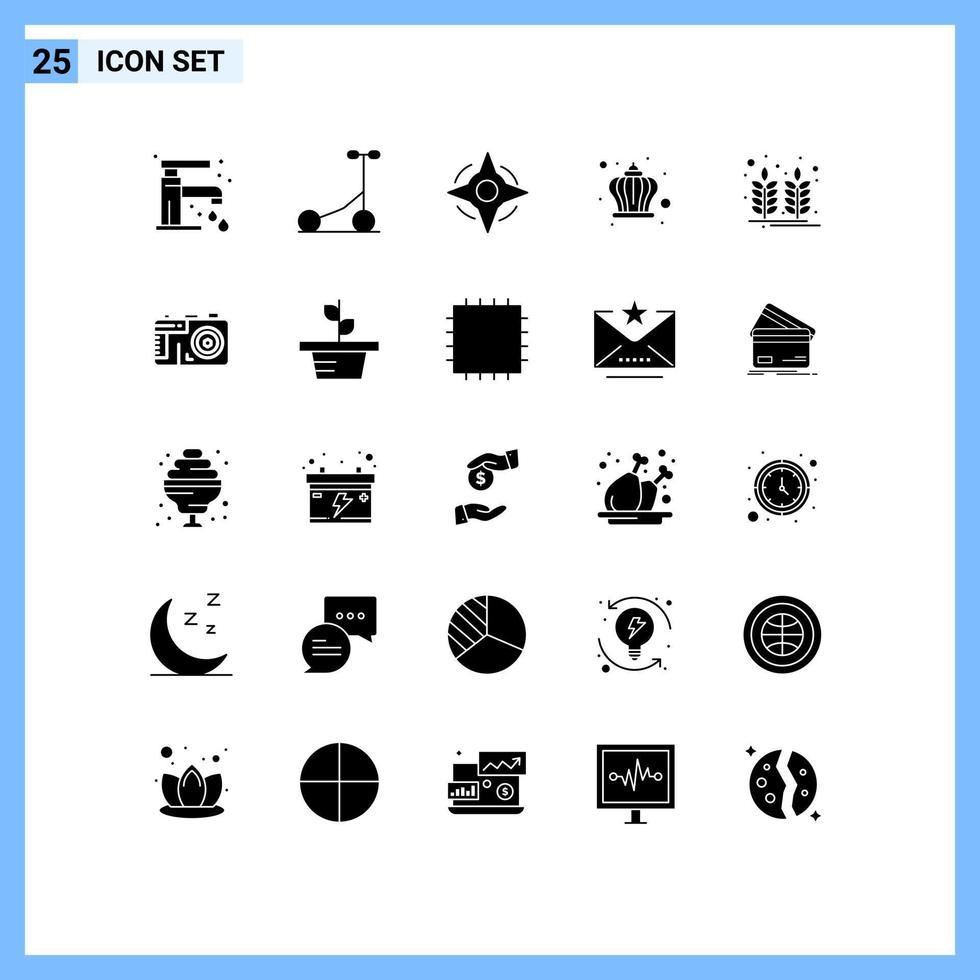 25 iconos creativos signos y símbolos modernos de trigo alimentos navegación granja rey elementos de diseño vectorial editables vector