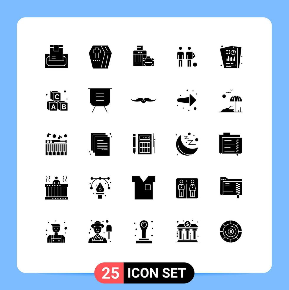 Pack of 25 Modern Solid Glyphs Signs and Symbols for Web Print Media such as friends ball scary amateur handbag Editable Vector Design Elements