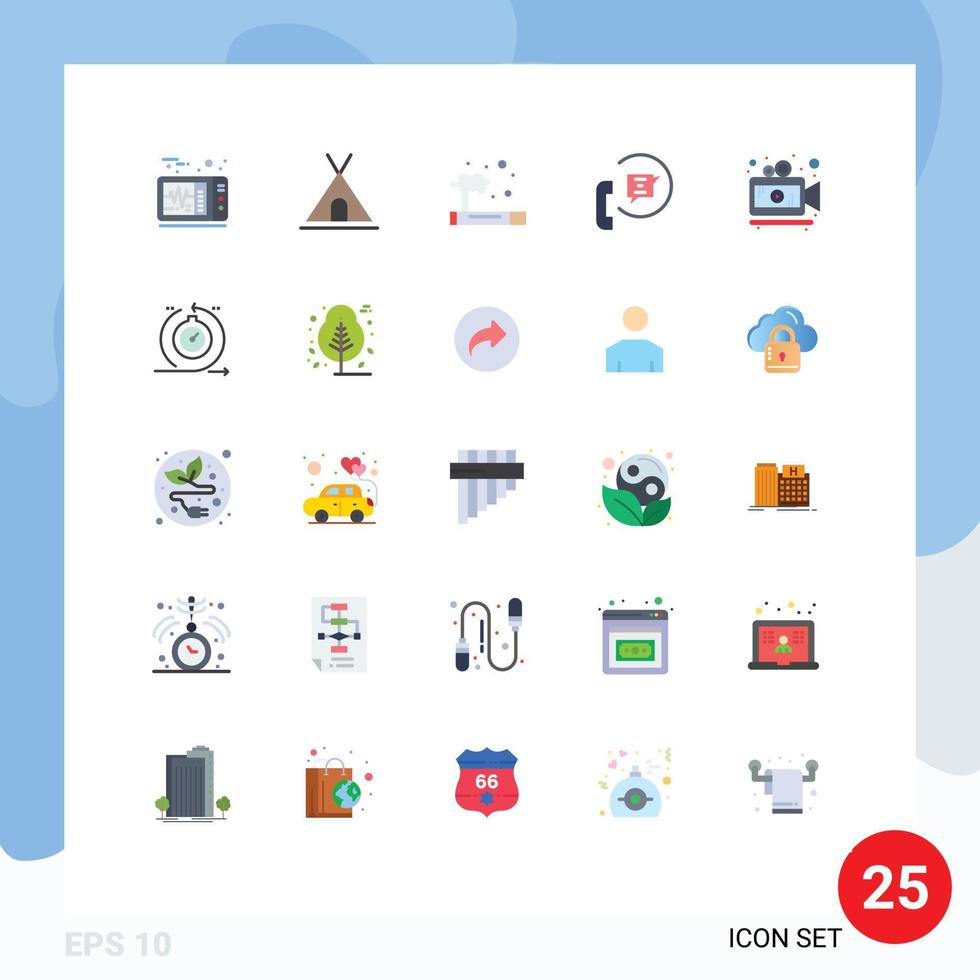 Group of 25 Modern Flat Colors Set for movie support pollution phone contact Editable Vector Design Elements