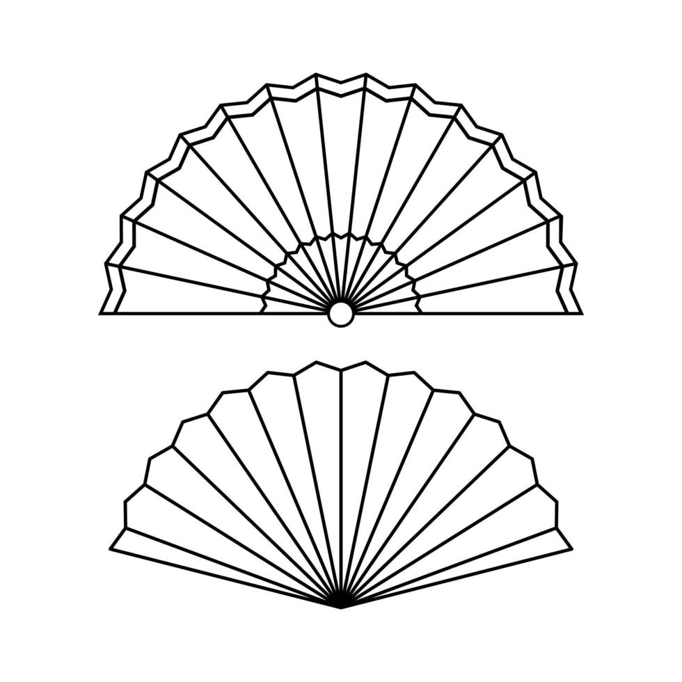 conjunto de ilustración de ventilador chino tradicional de contorno. decoración de año nuevo chino vector