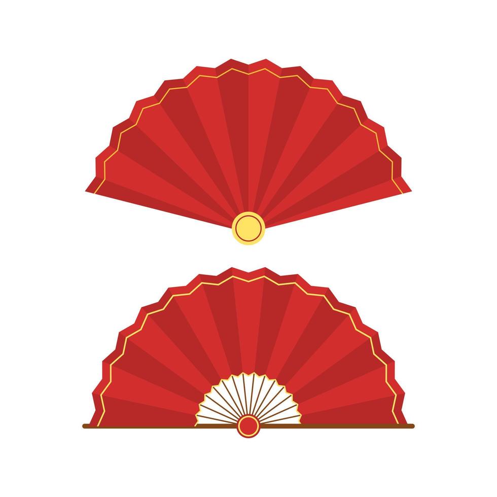 set of traditional Chinese paper  hand fan illustration. chinese new year decoration vector