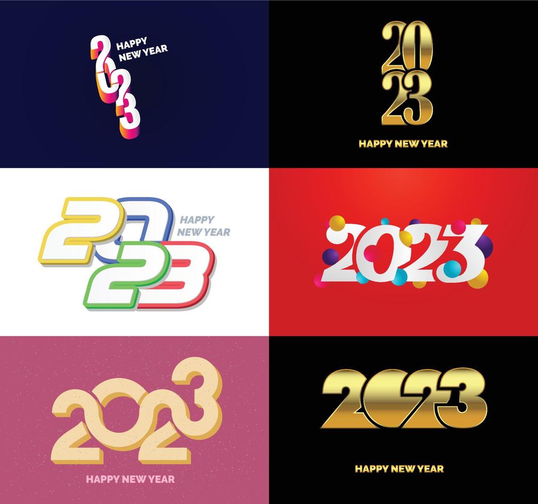 Big Collection of 2023 Happy New Year symbols Cover of business diary for 2023 with wishes vector