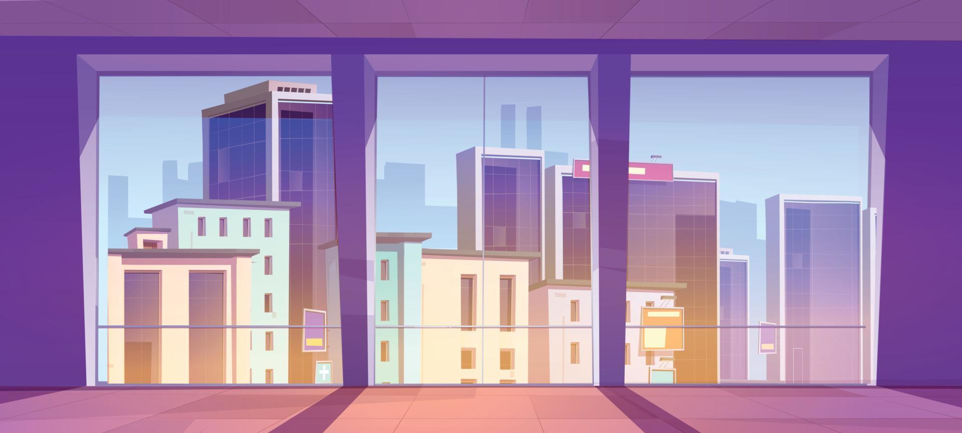 Empty office with large panoramic windows vector