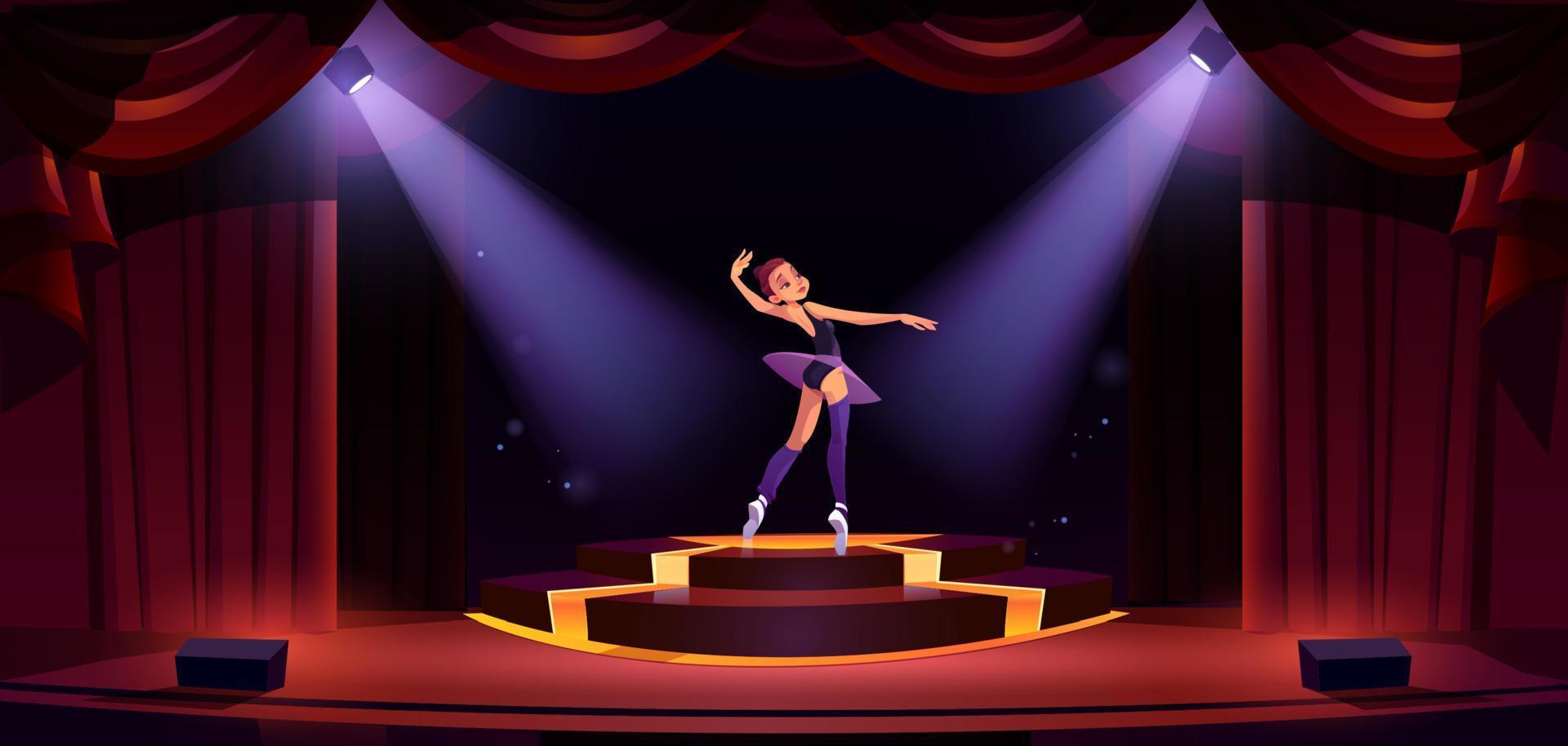 hermosa bailarina bailando sola en el escenario vector