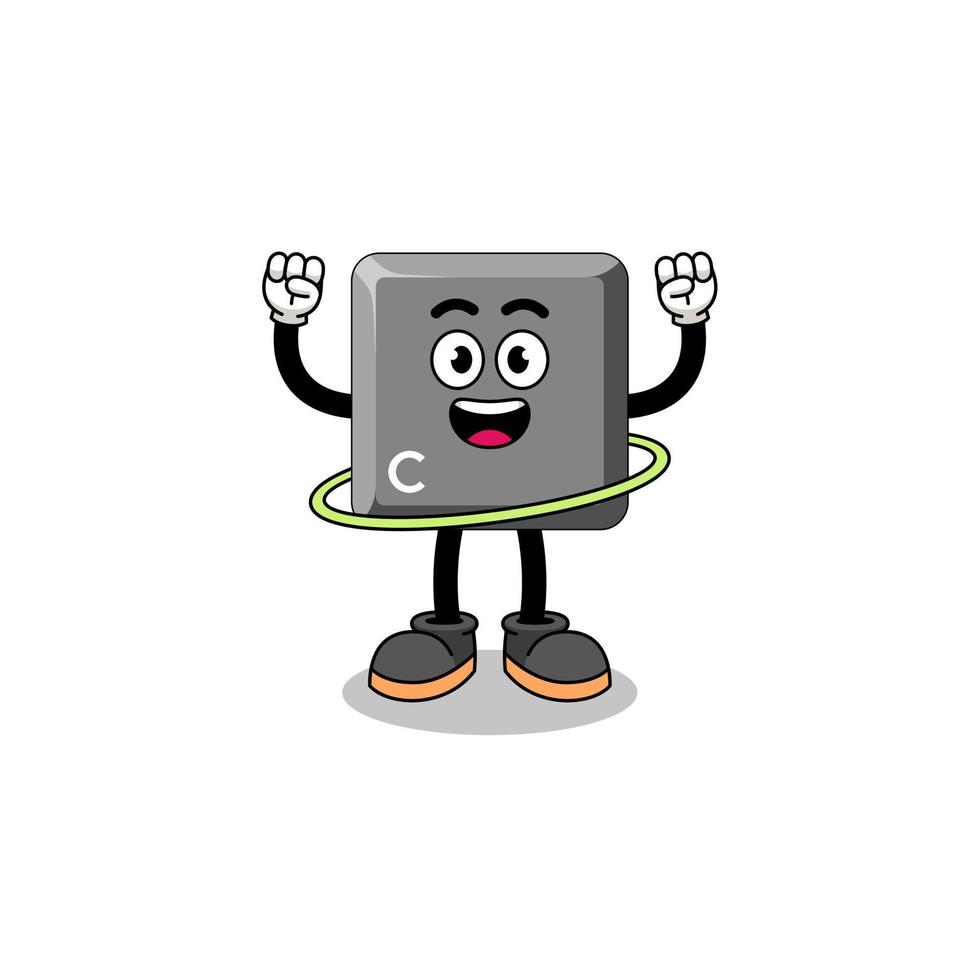 Character Illustration of keyboard C key playing hula hoop vector