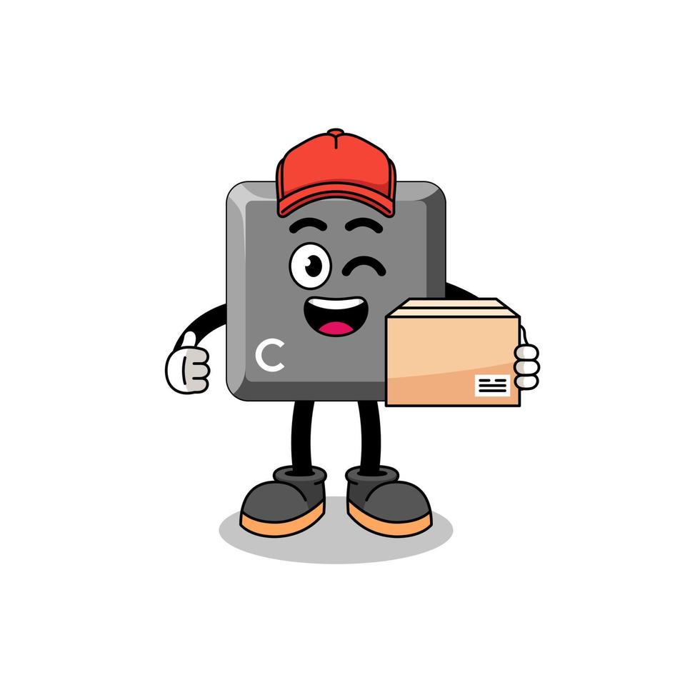 keyboard C key mascot cartoon as an courier vector