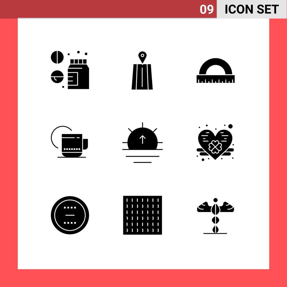 Universal Icon Symbols Group of 9 Modern Solid Glyphs of sun service construction hotel tea Editable Vector Design Elements