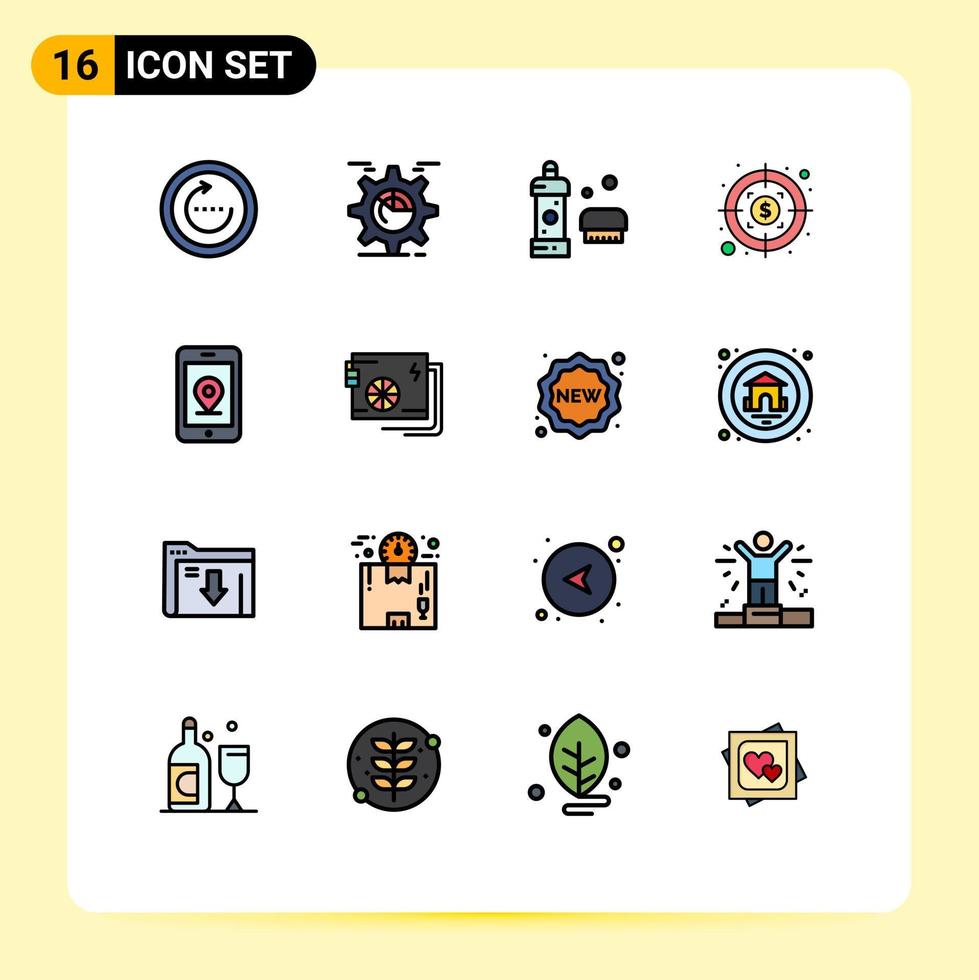 paquete de iconos de vectores de stock de 16 signos y símbolos de línea para el gráfico de dólares de ganancias limpieza de la ducha elementos de diseño de vectores creativos editables