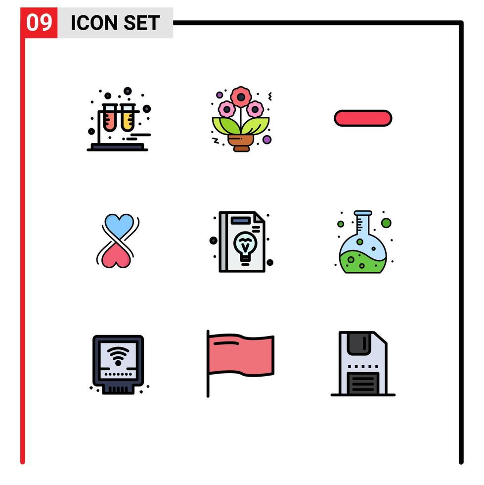 Set of 9 Modern UI Icons Symbols Signs for chemistry management minus education typography Editable Vector Design Elements