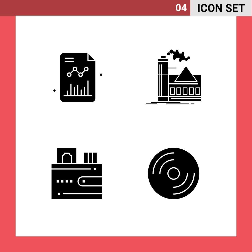Group of 4 Solid Glyphs Signs and Symbols for business card growth air money Editable Vector Design Elements