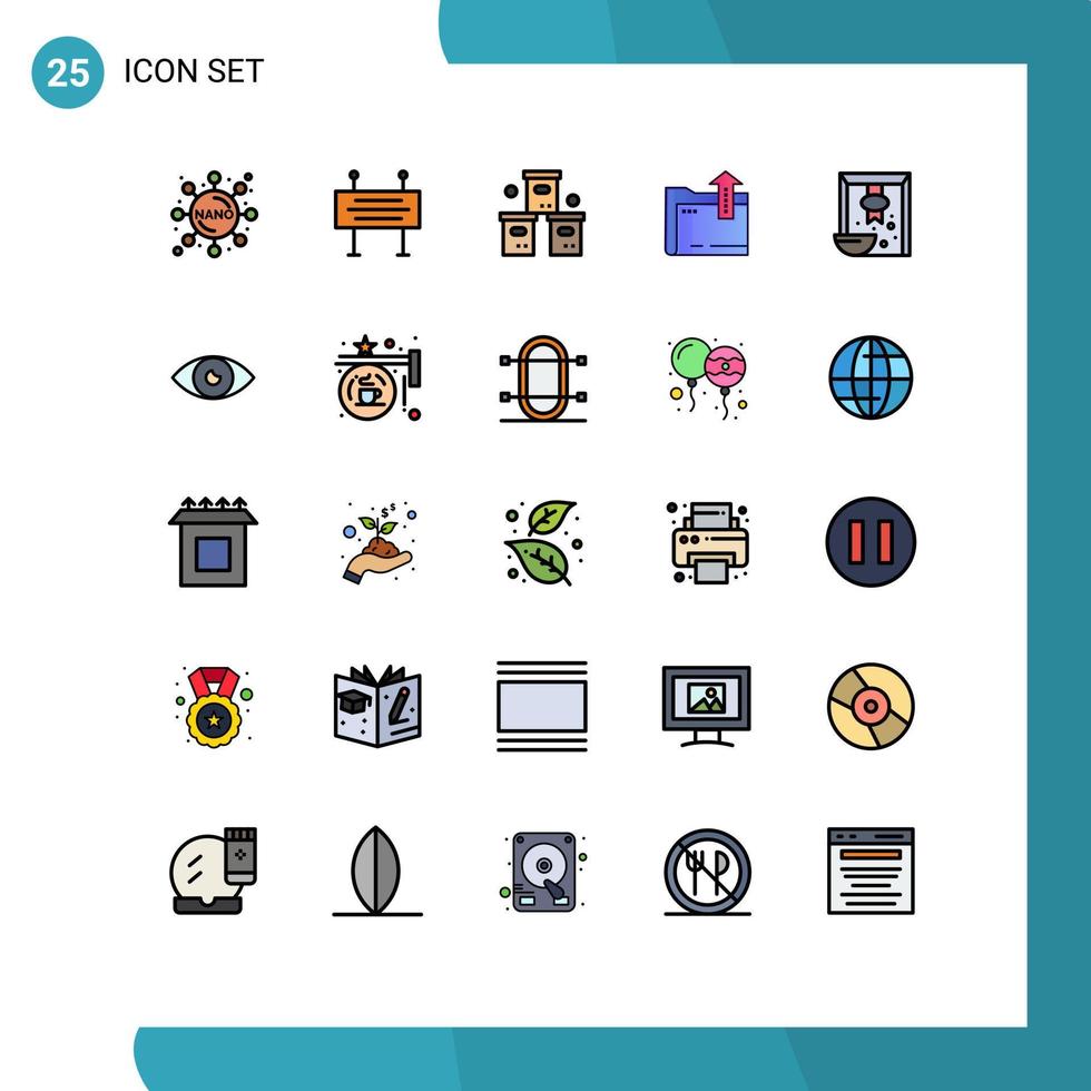 Set of 25 Modern UI Icons Symbols Signs for cereal storage logistic file folder Editable Vector Design Elements