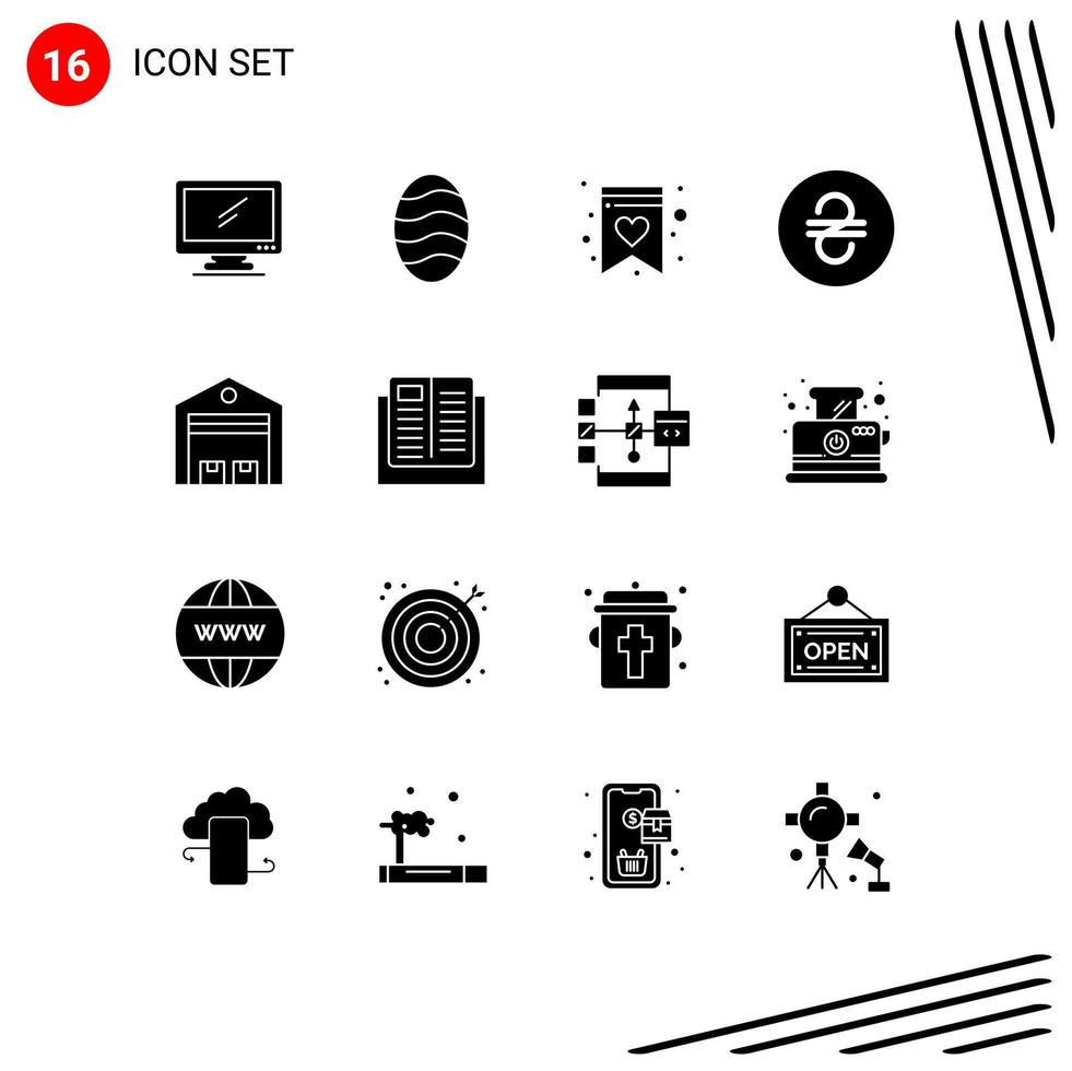 Pictogram Set of 16 Simple Solid Glyphs of store logistic favorite delivery money Editable Vector Design Elements