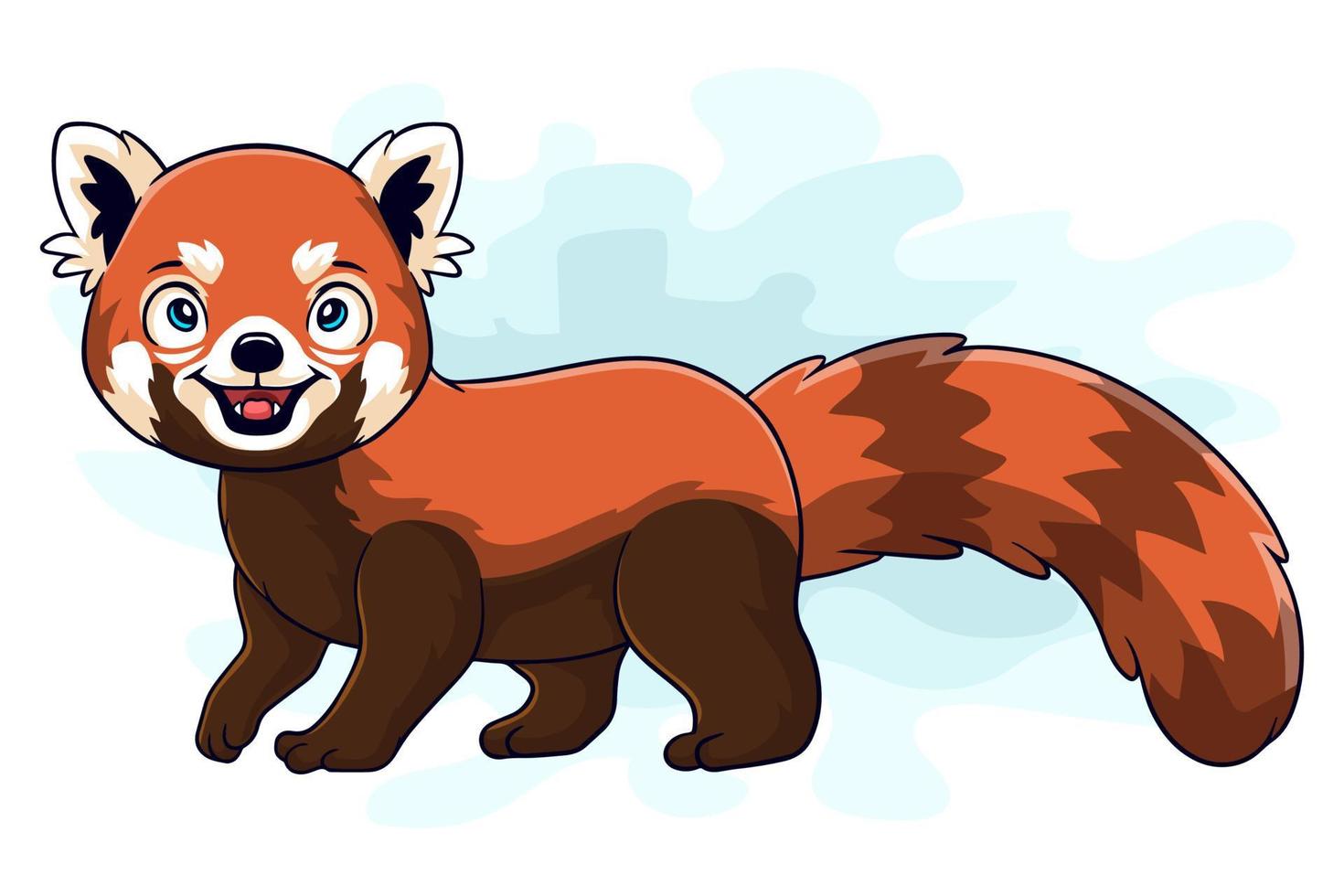 Cartoon funny red panda isolated on white background vector