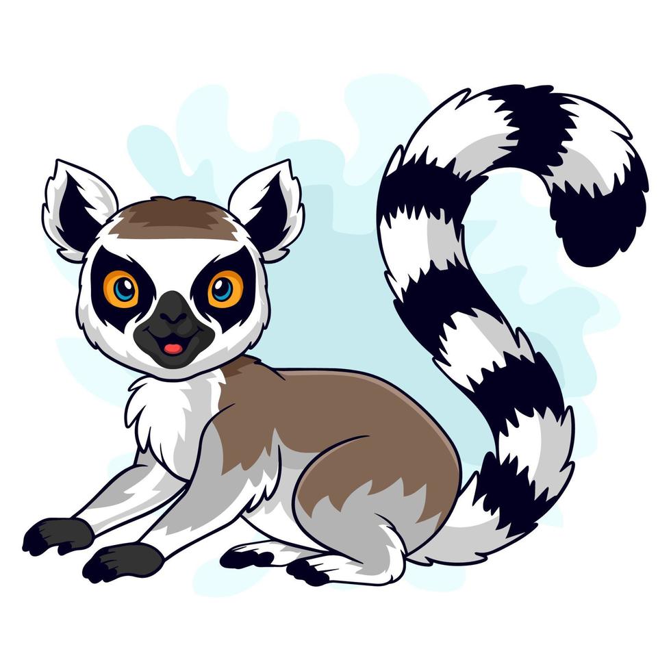 Cartoon funny lemur isolated on white background vector