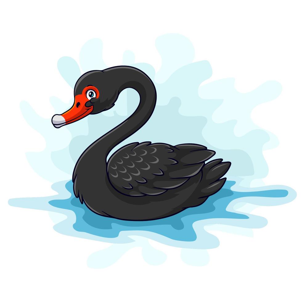 Cartoon funny black swan isolated on white background vector