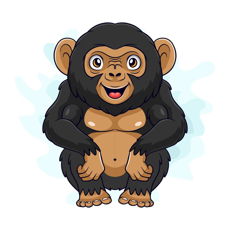 Cartoon funny chimpanzee isolated on white background vector