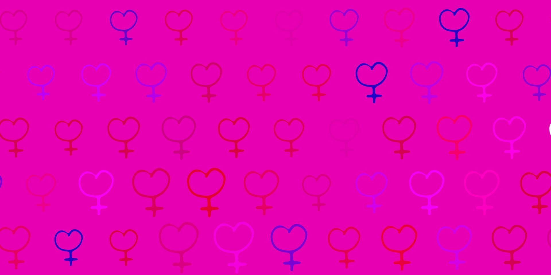 Light Purple, Pink vector pattern with feminism elements.