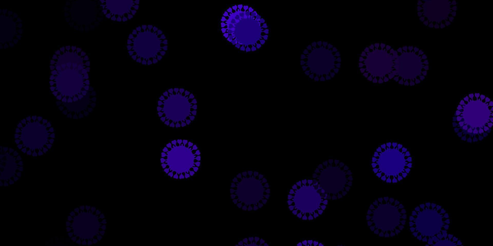 Dark purple, pink vector pattern with coronavirus elements.