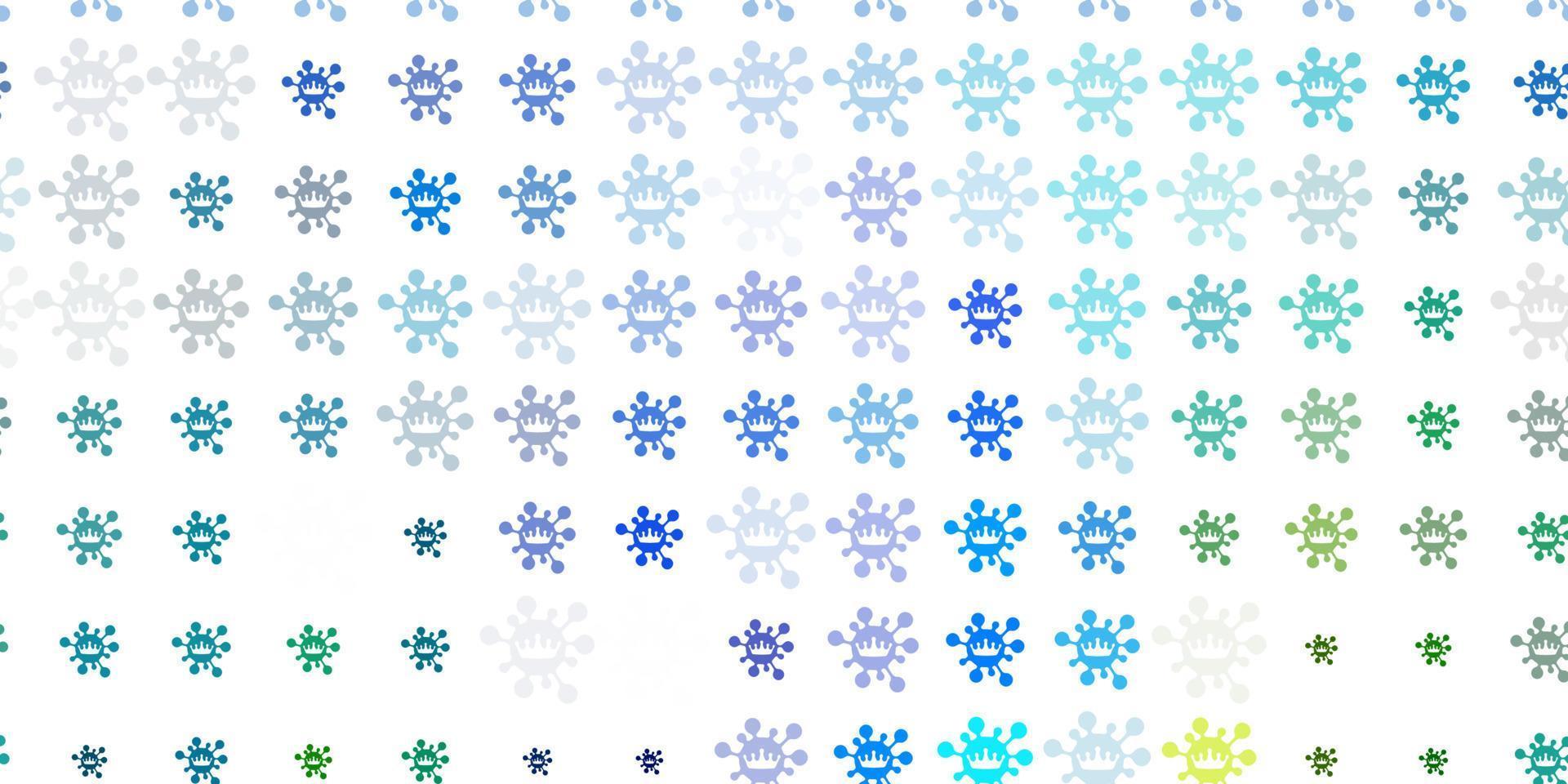 textura de vector azul claro, verde con símbolos de enfermedades.