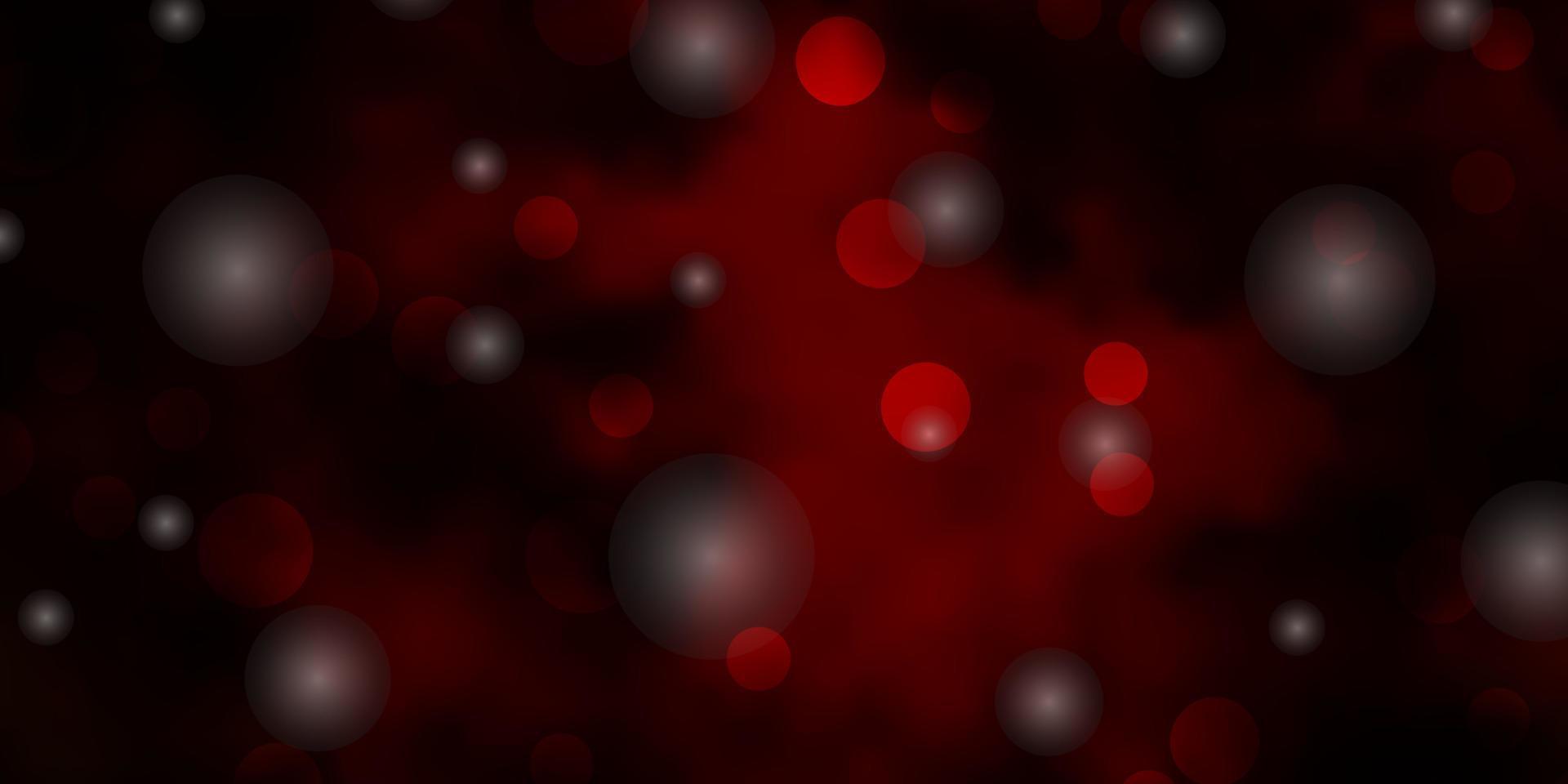 Dark Orange vector background with circles, stars.