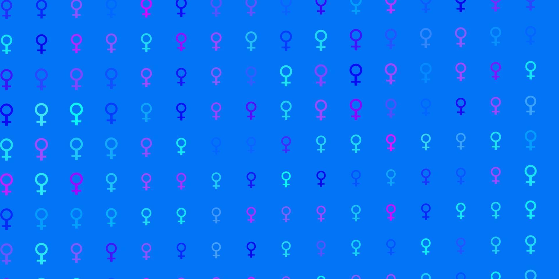 Light Blue, Red vector backdrop with women power symbols.