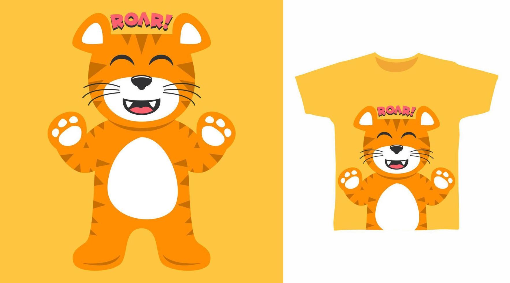 Cute little lion illustration t-shirt design vector concept.