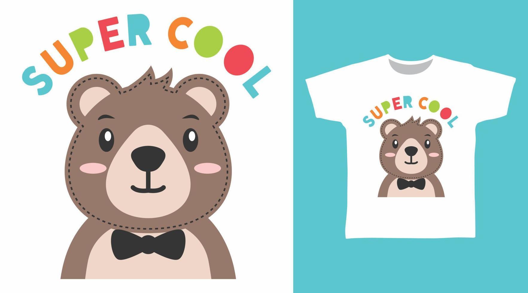 Cute bear super cool for print on tee vector