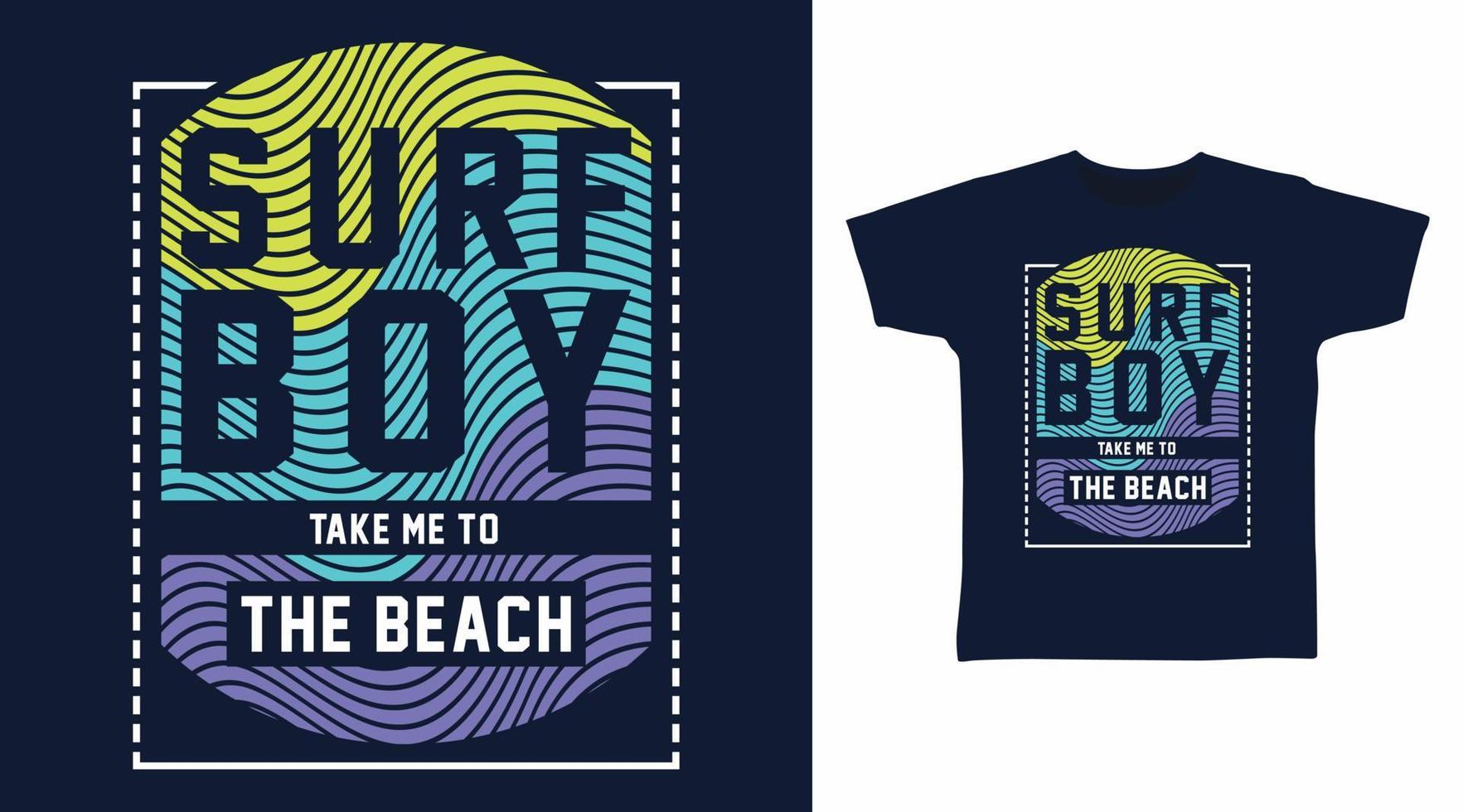 vector de diseño tipográfico de surf boy con ilustración de arte lineal, listo para imprimir en camiseta.