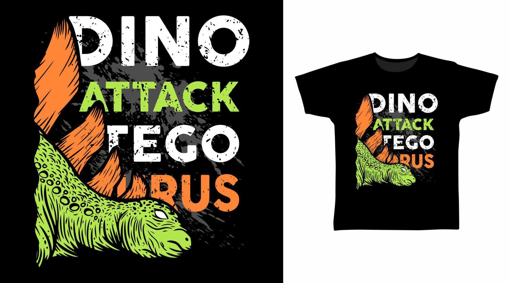 Stegosaurus dino attack typography vector illustration t-shirt design and others uses.