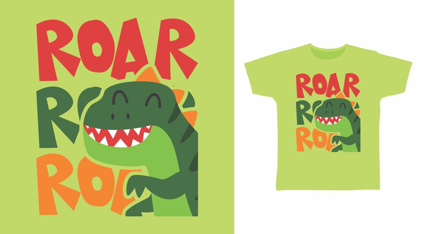 Dinosaur roar cartoon tees concept design vector