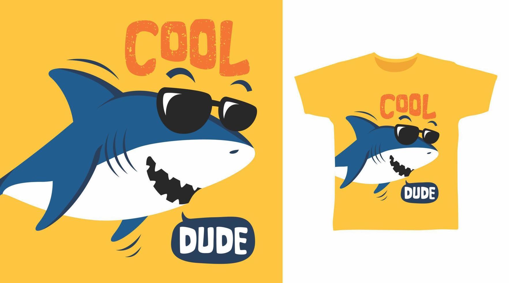Cool dude shark design vector illustration ready for print on t-shirt.