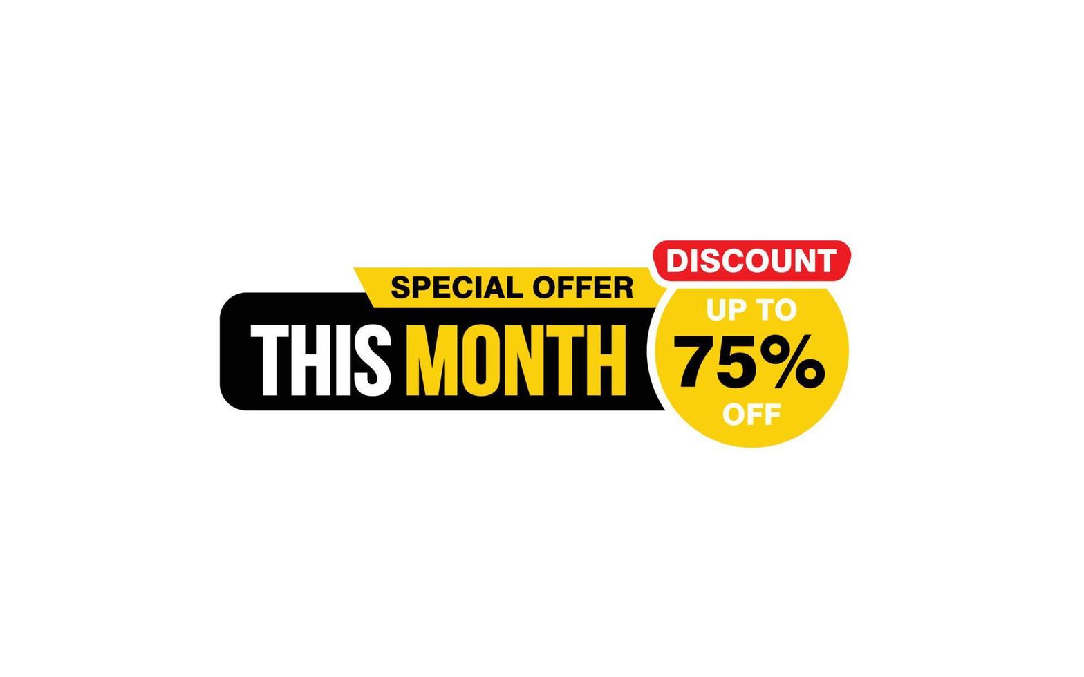 75 Percent THIS MONTH offer, clearance, promotion banner layout with sticker style. vector