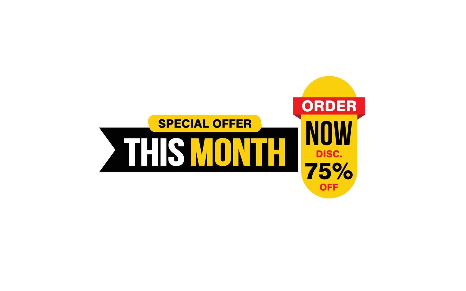 75 Percent THIS MONTH offer, clearance, promotion banner layout with sticker style. vector