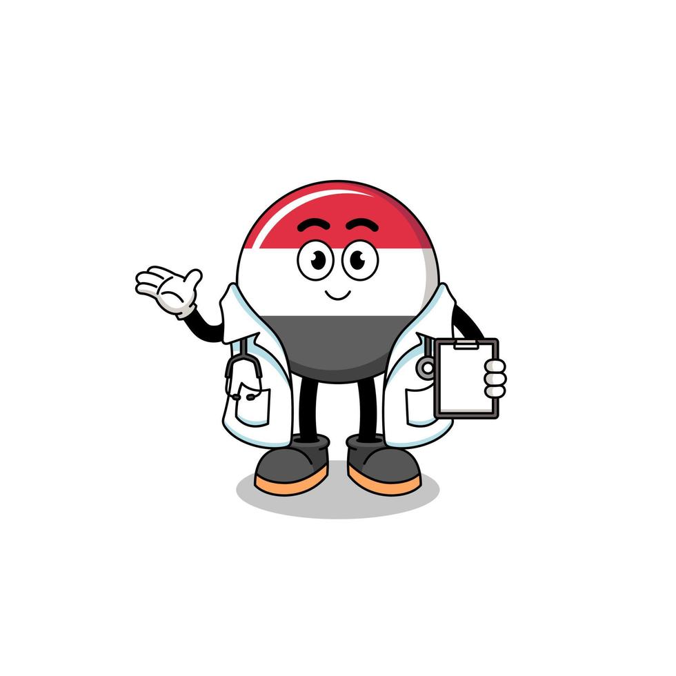 Cartoon mascot of yemen flag doctor vector