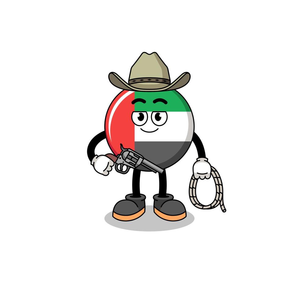 Character mascot of UAE flag as a cowboy vector