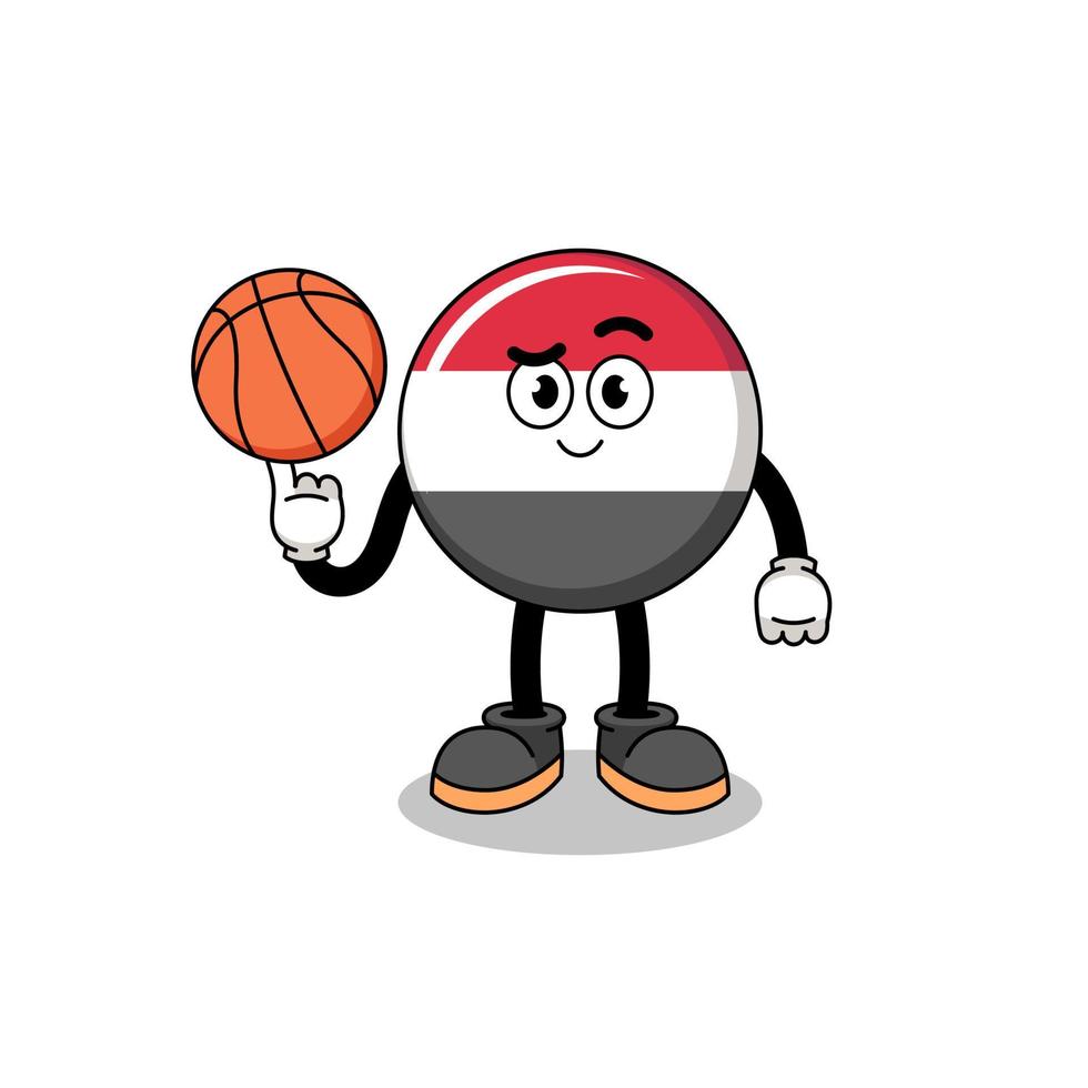 yemen flag illustration as a basketball player vector