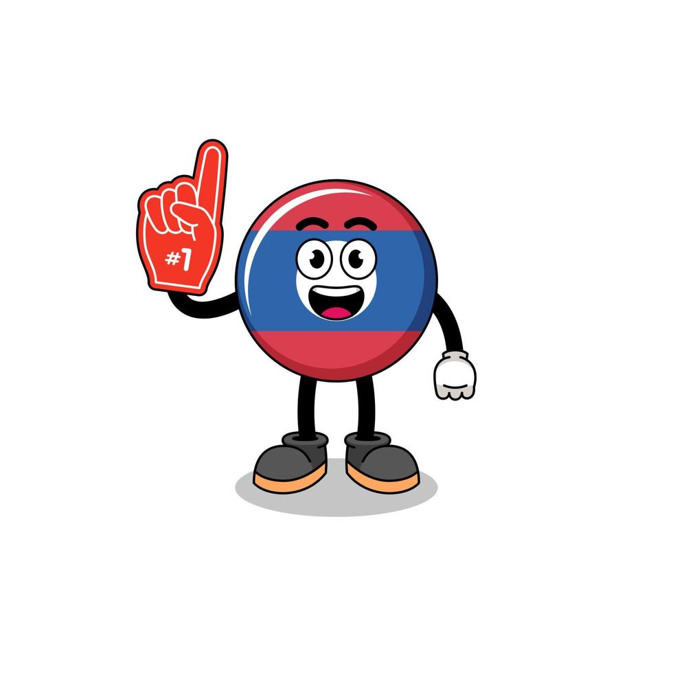 Cartoon mascot of laos flag number 1 fans vector