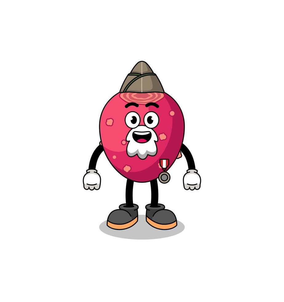 Character cartoon of prickly pear as a veteran vector