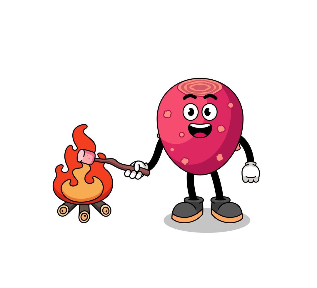 Illustration of prickly pear burning a marshmallow vector