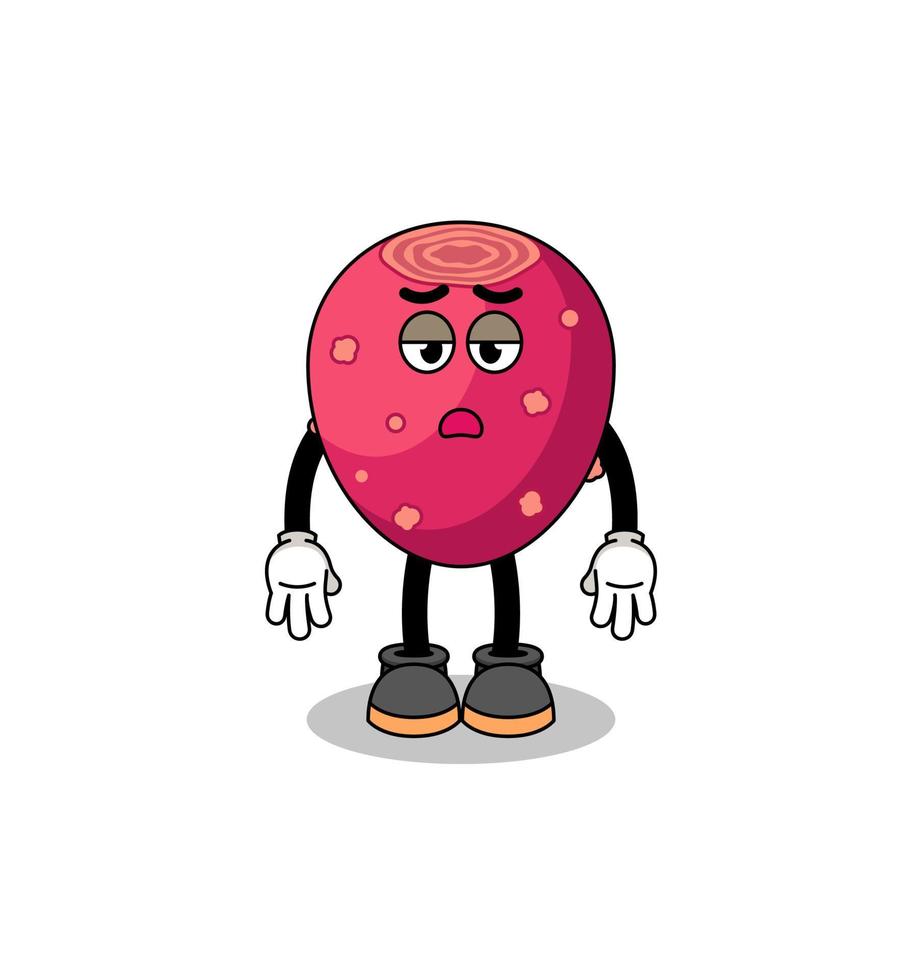 prickly pear cartoon with fatigue gesture vector