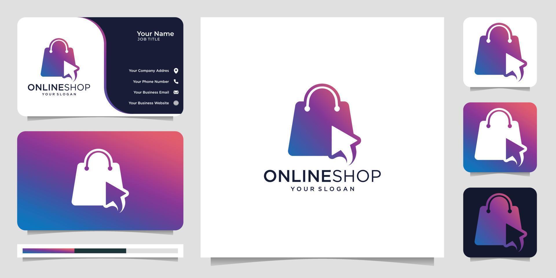 Online shopping logo design template Premium Vector