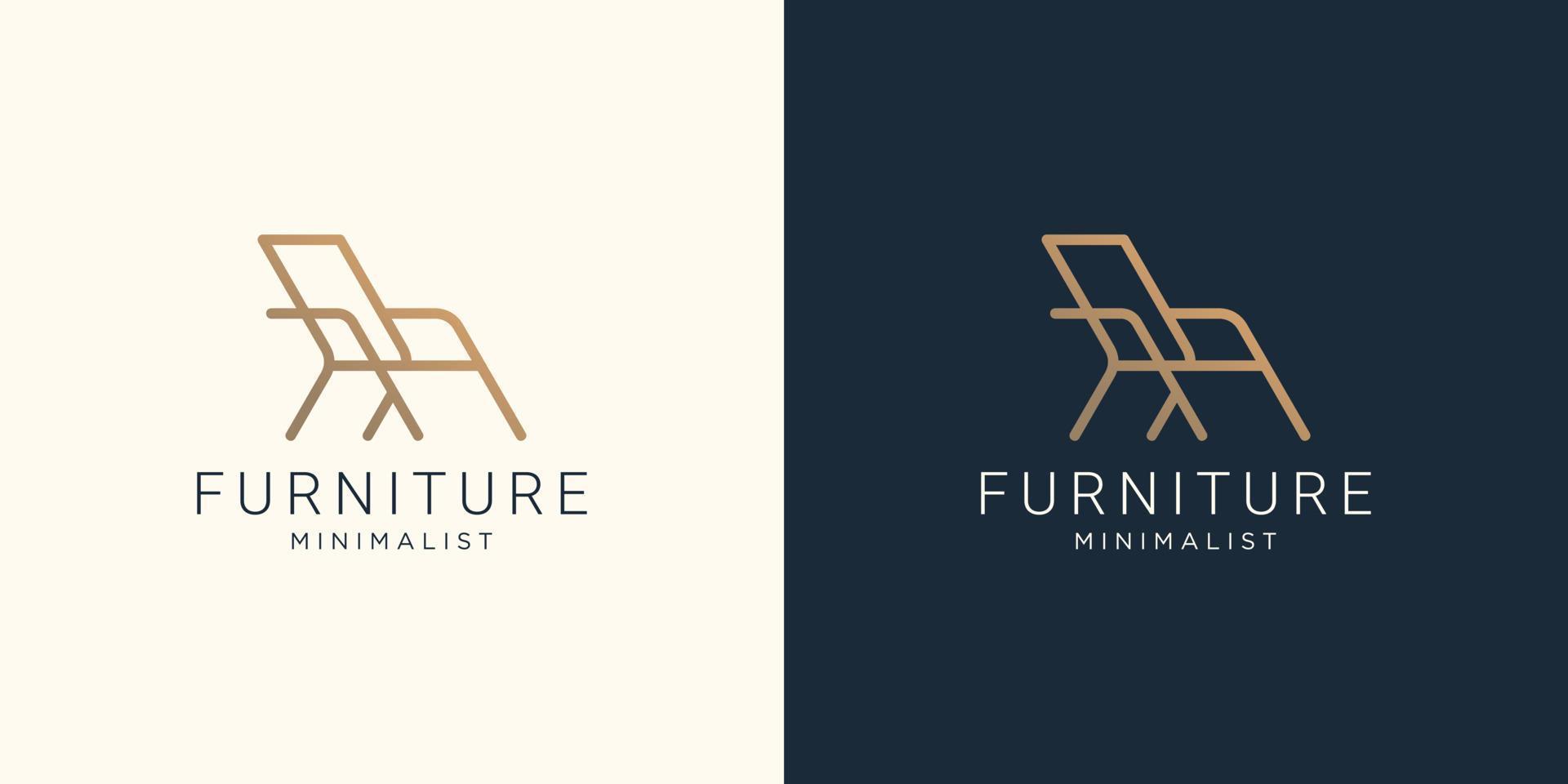 Minimalist abstract line art furniture logo design. abstract, interior, Furnishing design template. vector