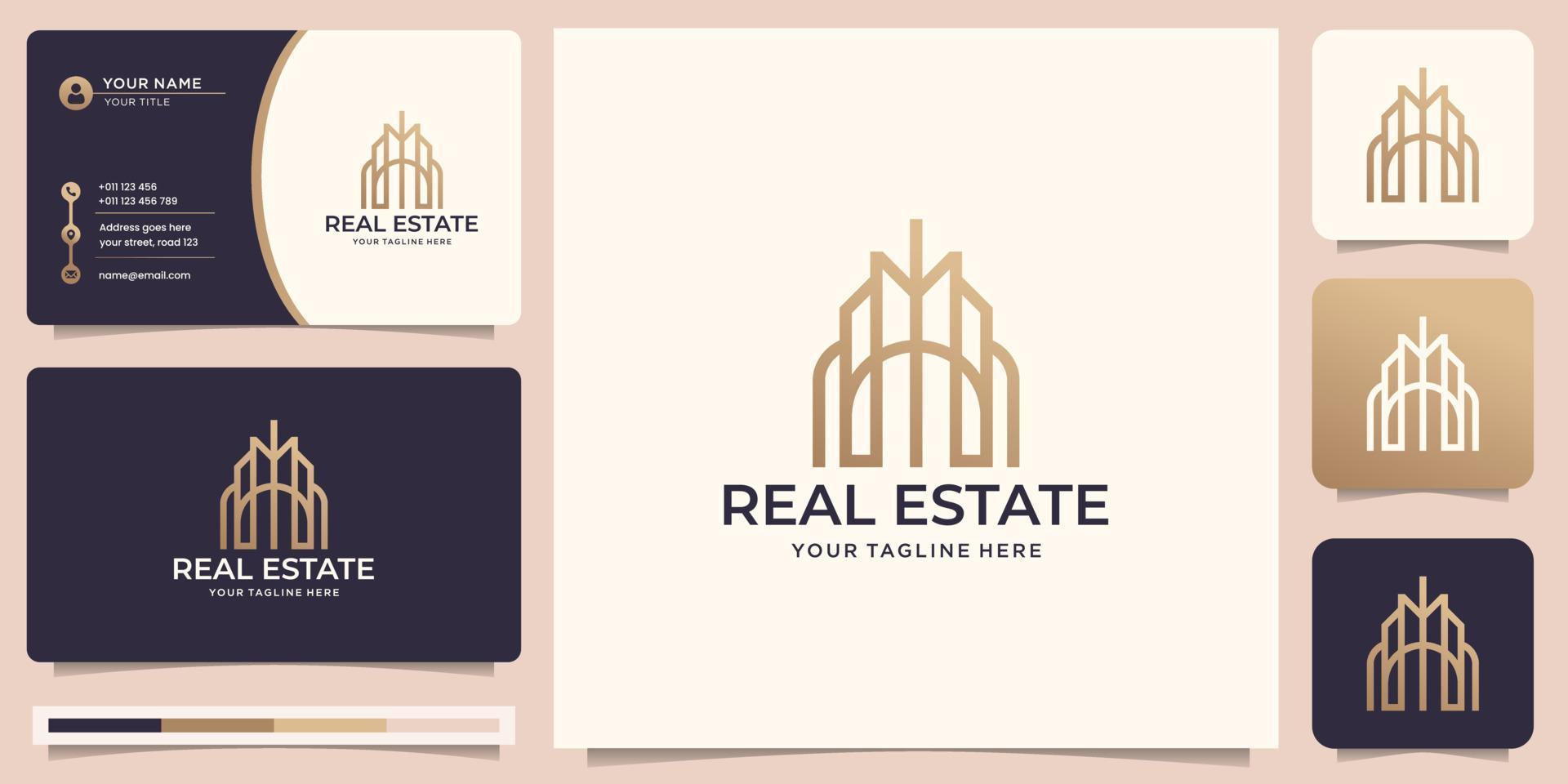 construye el logo de la casa con estilo de arte lineal. resumen de construcción casera para el diseño de logotipos y tarjetas de visita vector