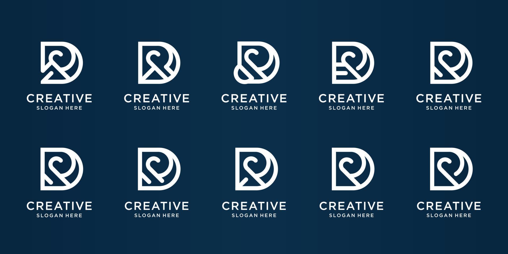 collection monogram D and R logo abstract concept. linear style logo, initial letter inspiration. vector