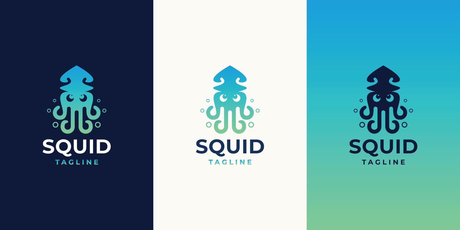 creative squid logo design concept set design with gradient color modern design inspiration. vector