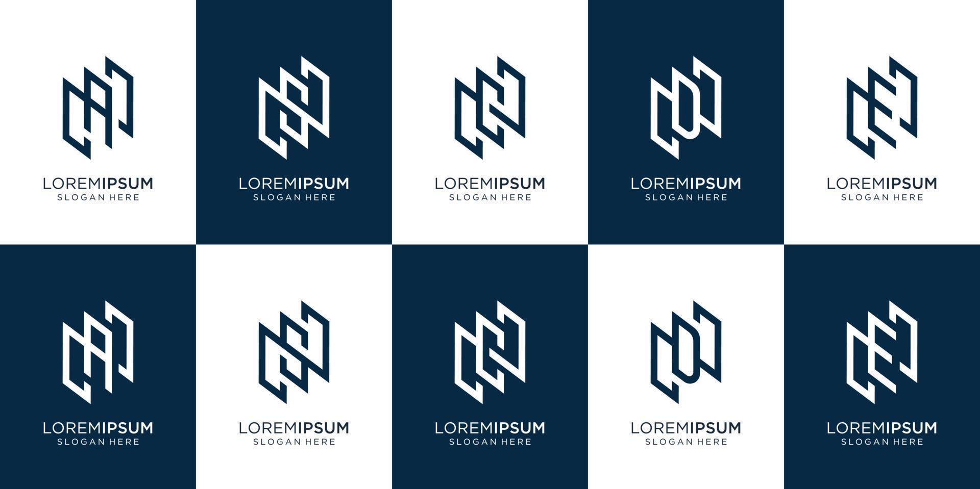 set of abstract monogram N bundle and letter random combination.symbol for business,inspiration,technology,luxury.design template.Premium Vector
