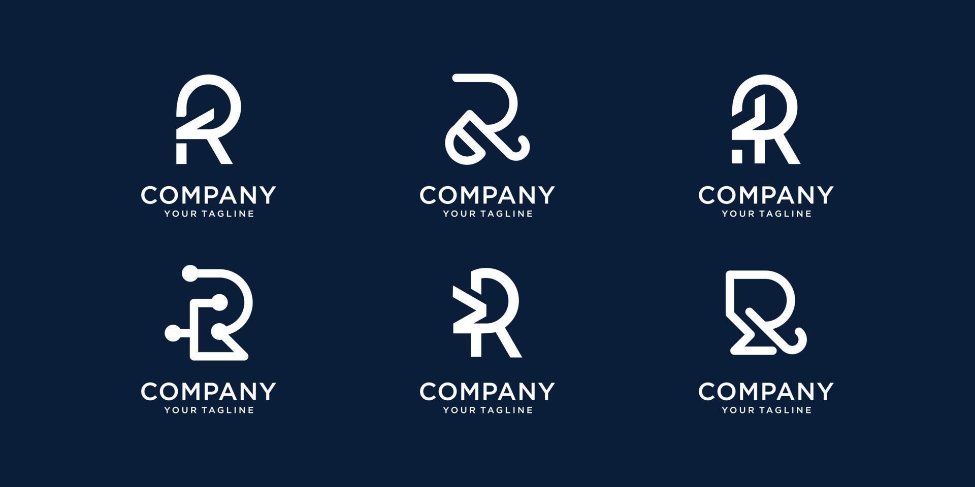 colección abstracta iniciales r iconos de plantilla de logotipo para negocios de tecnología, moda, identidad. vector