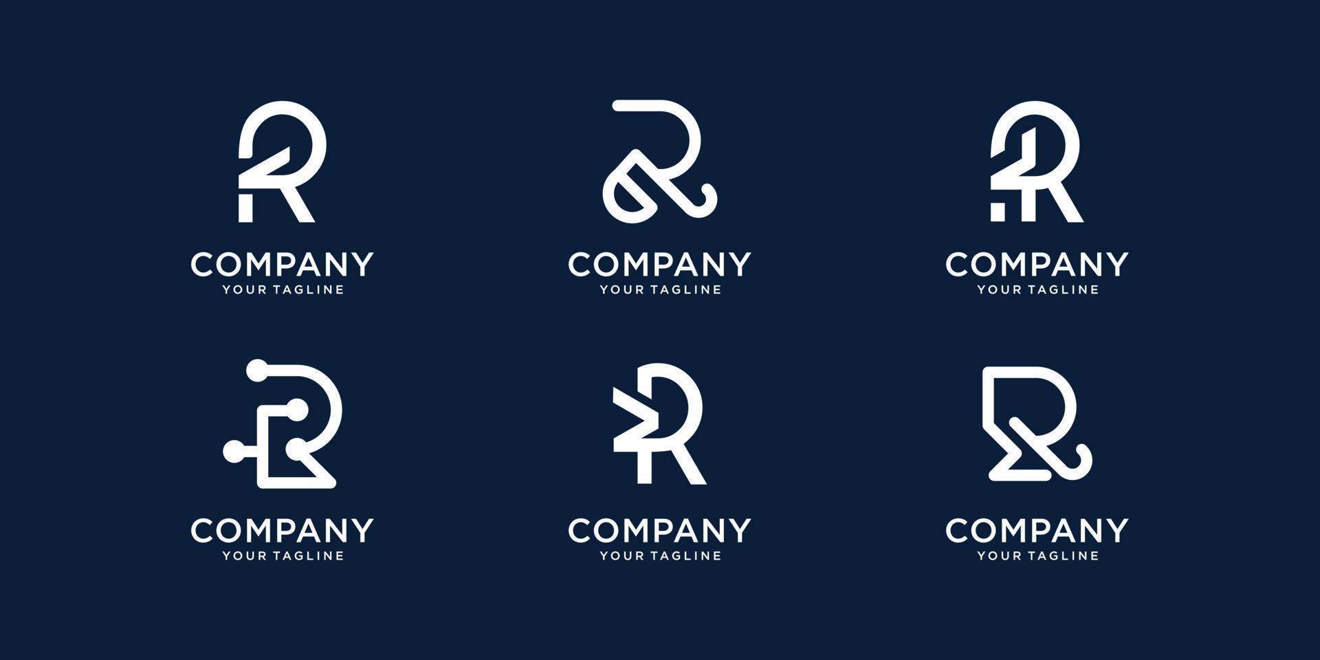 Abstract collection initials R logo template icons for business of technology, fashion, identity. vector